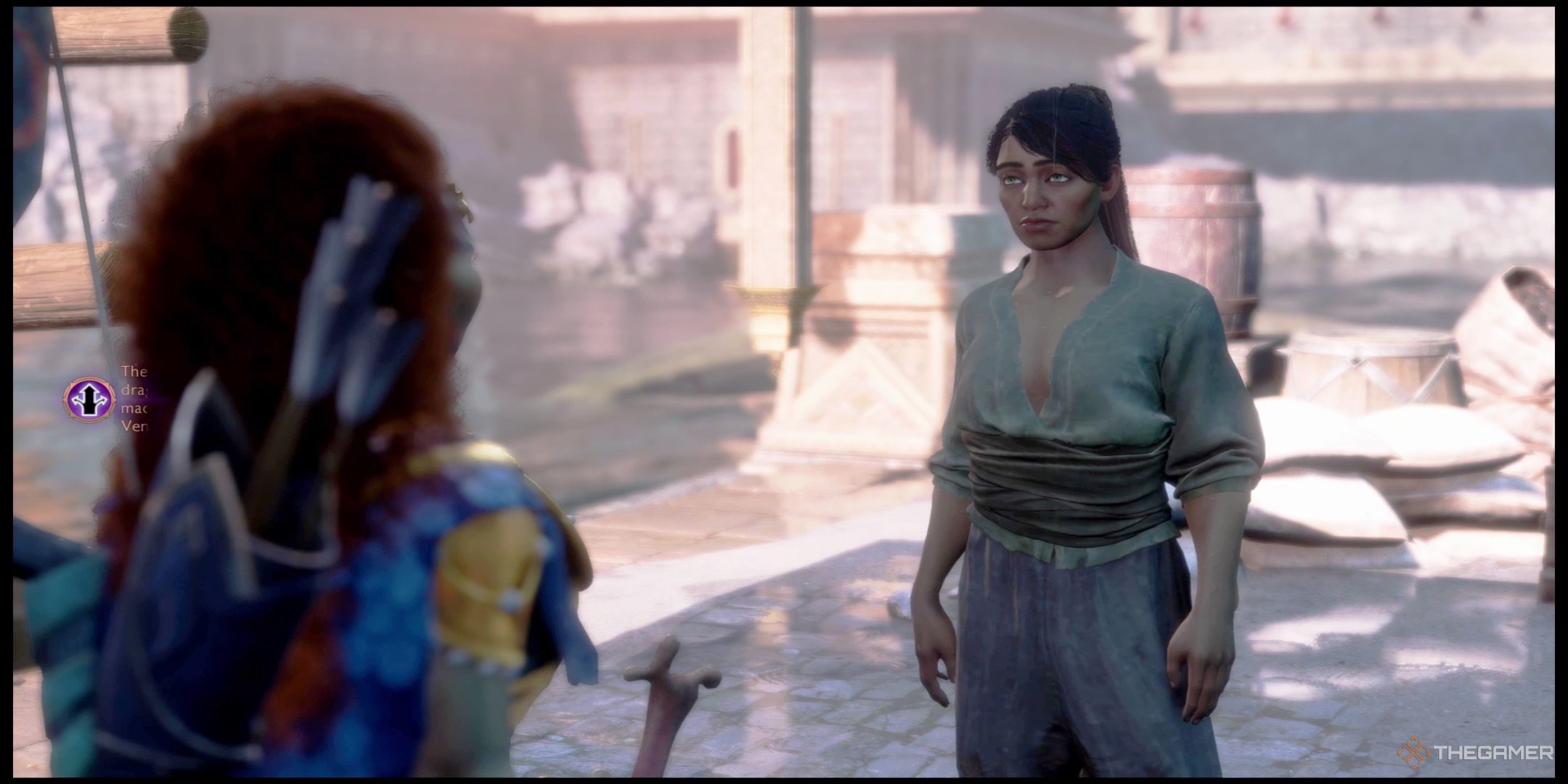 Rook speaks to a citizen in Dragon Age: The Veilguard.