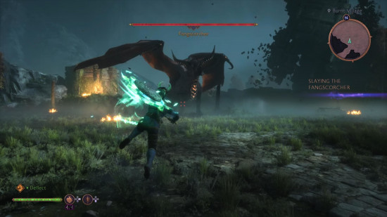 Rook fighting The Fangscorcher in Dragon Age: The Veilguard.