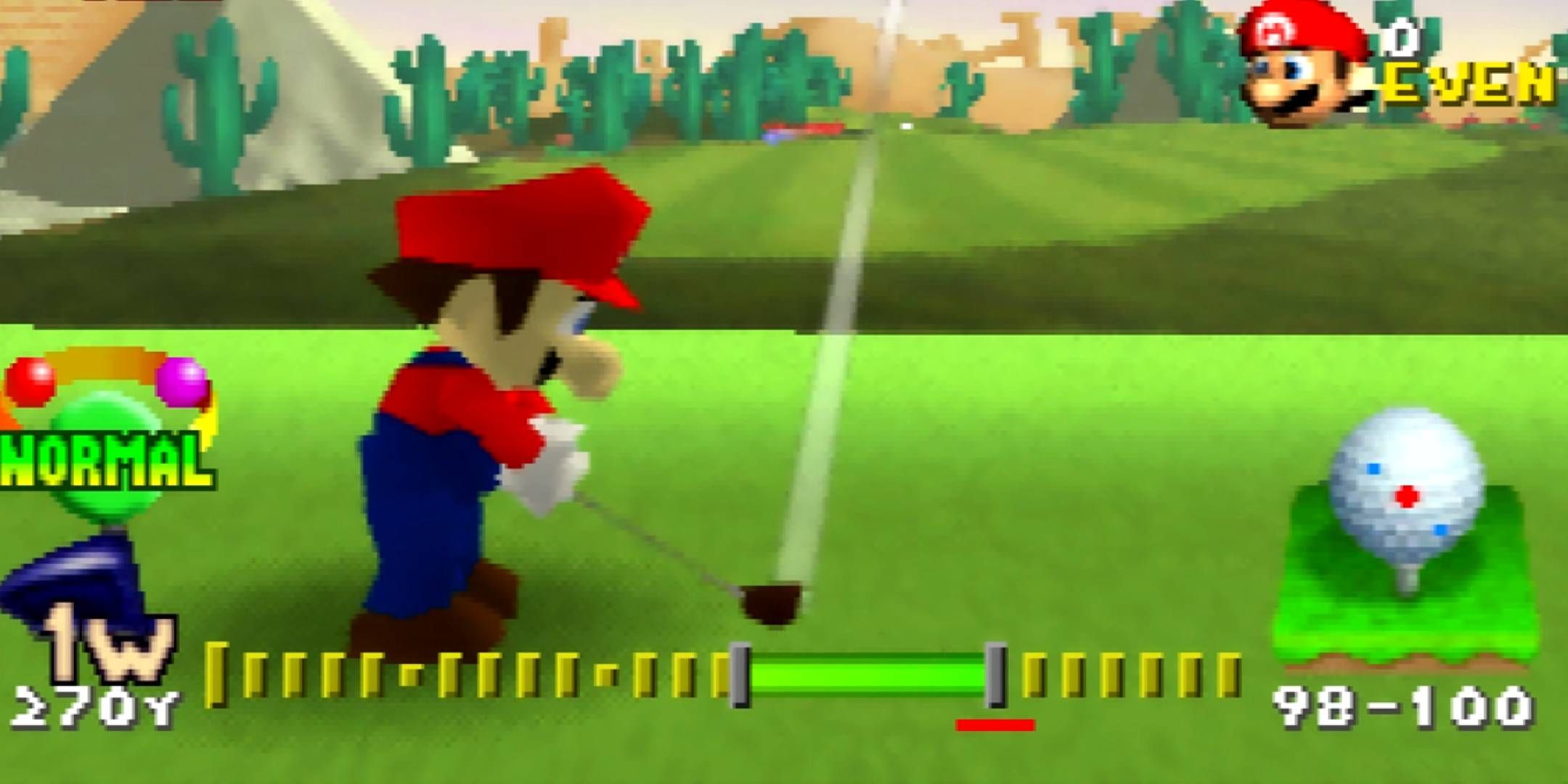 Mario about to hit his ball in Mario Golf.