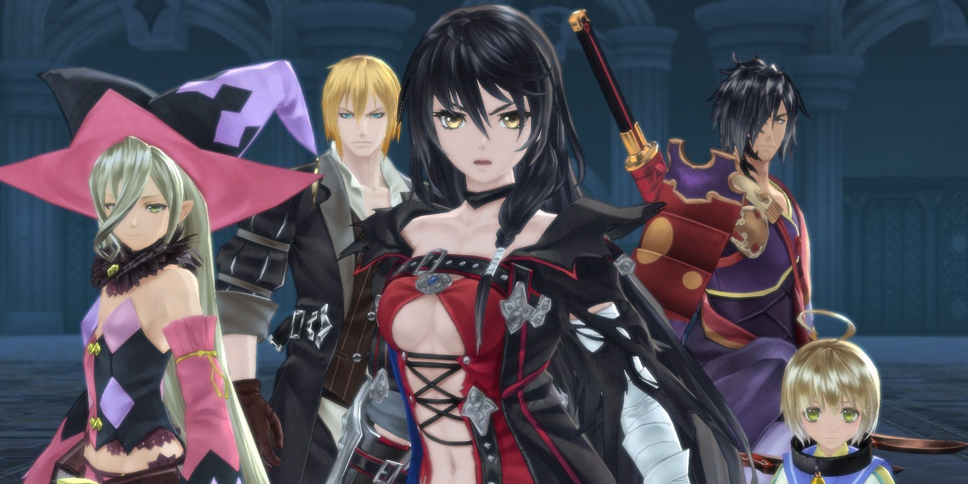 A screenshot showing the main characters in Tales of Berseria.