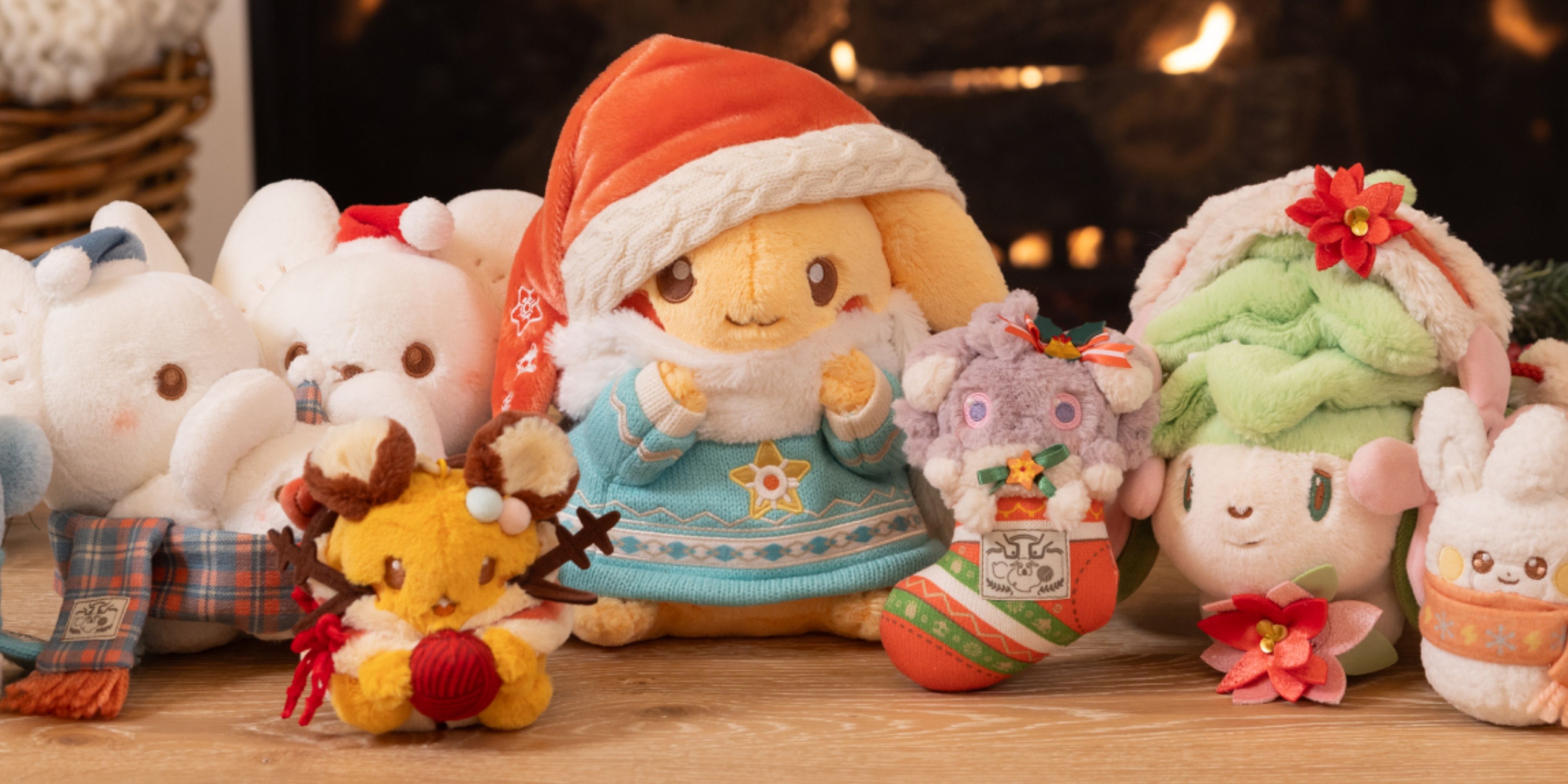 maushold, dedenne, pikachu, espurr, shaymin, and pawmi pokemon holiday plushes.