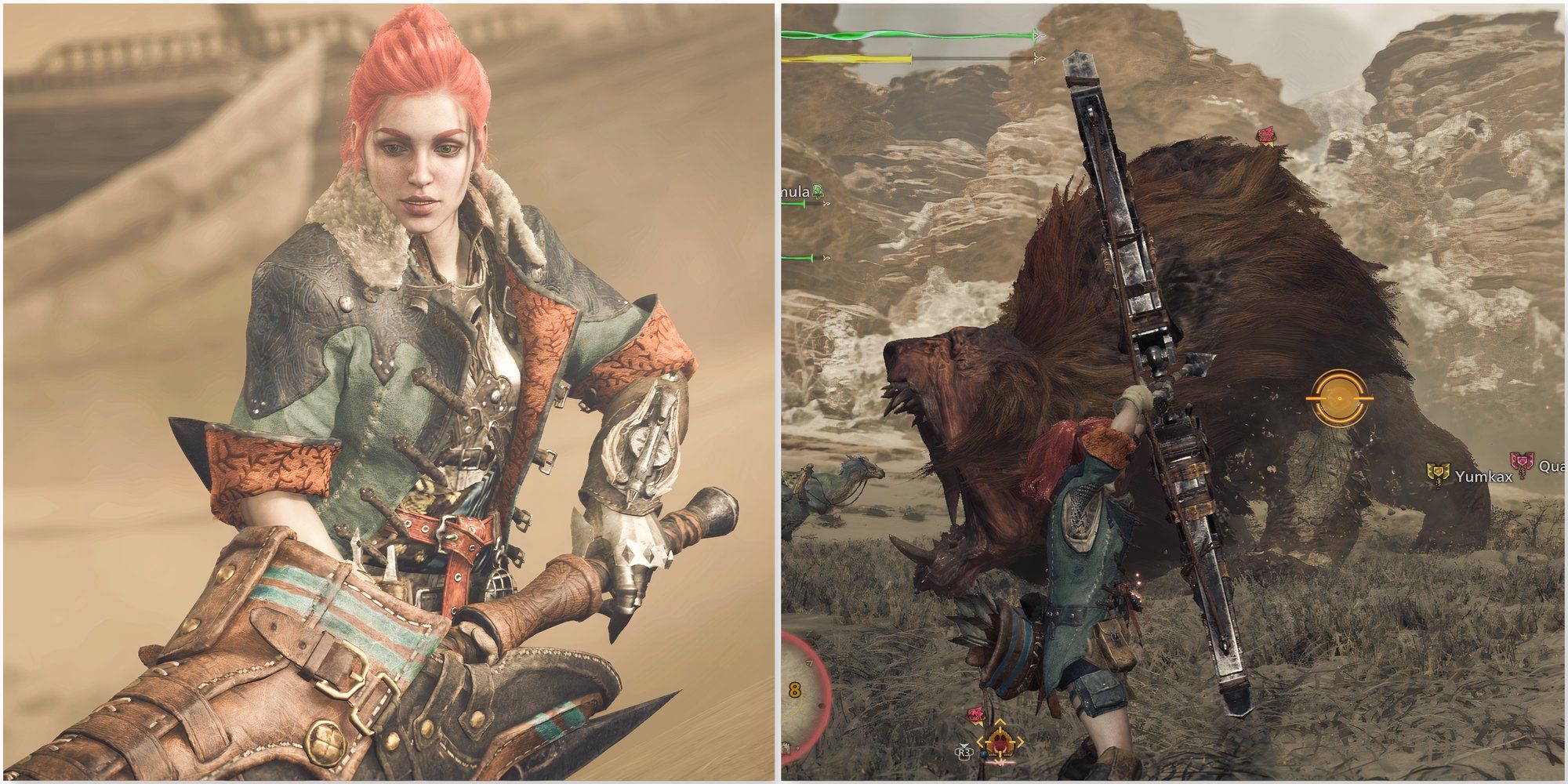 Your character and Fighting Doshaguma in Monster Hunter Wilds