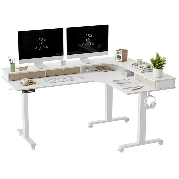 FEZIBO Triple Motor L Shaped Standing Desk