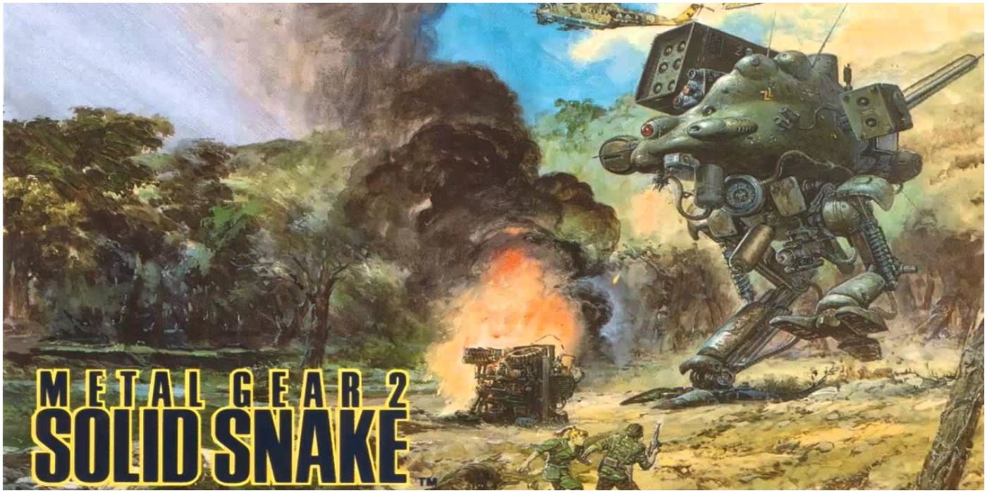 The cover of metal gear 2 featuring a metal gear.