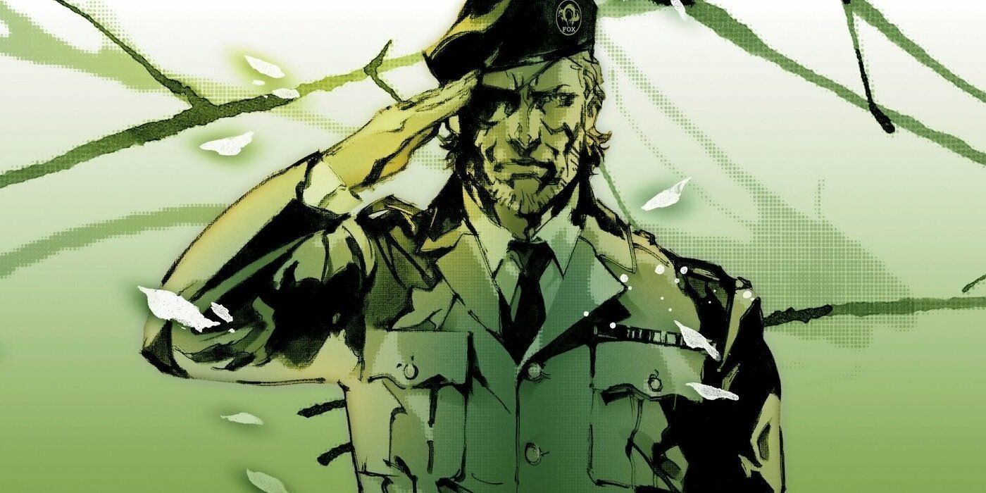 snake saluting in artwork for metal gear solid 3.