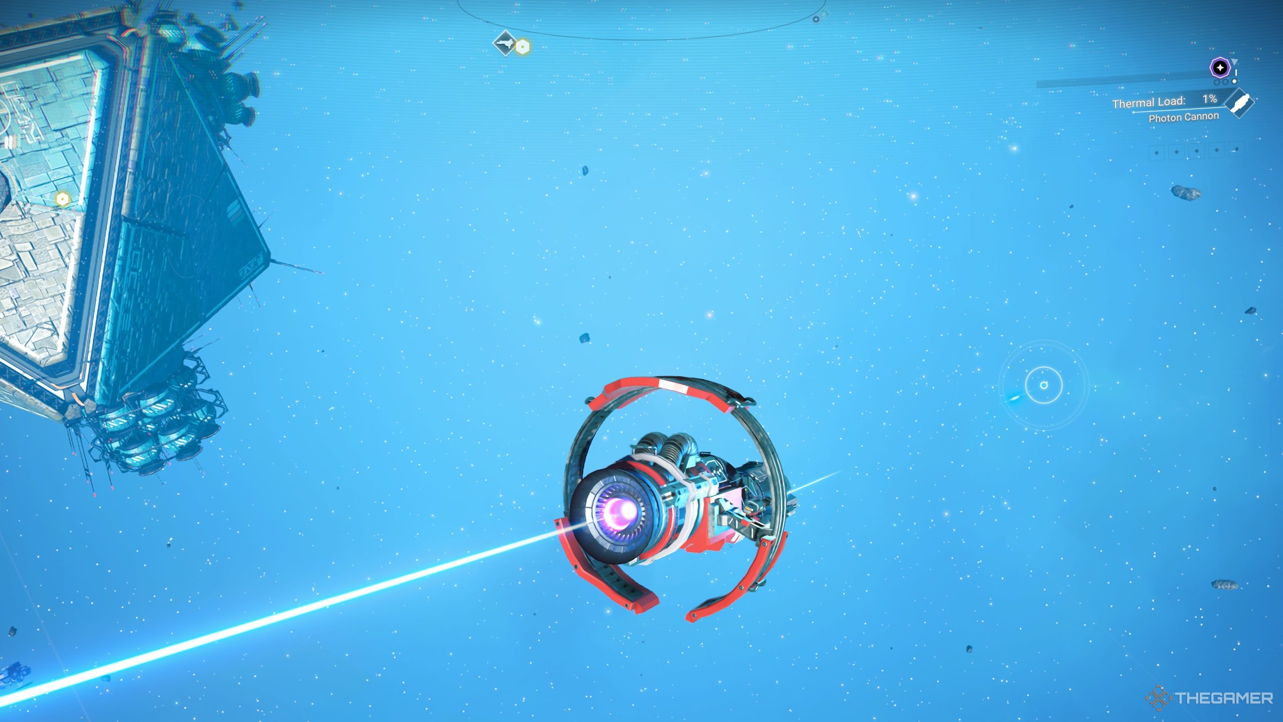 Image of No Man's Sky fighter firing the Photon Cannon