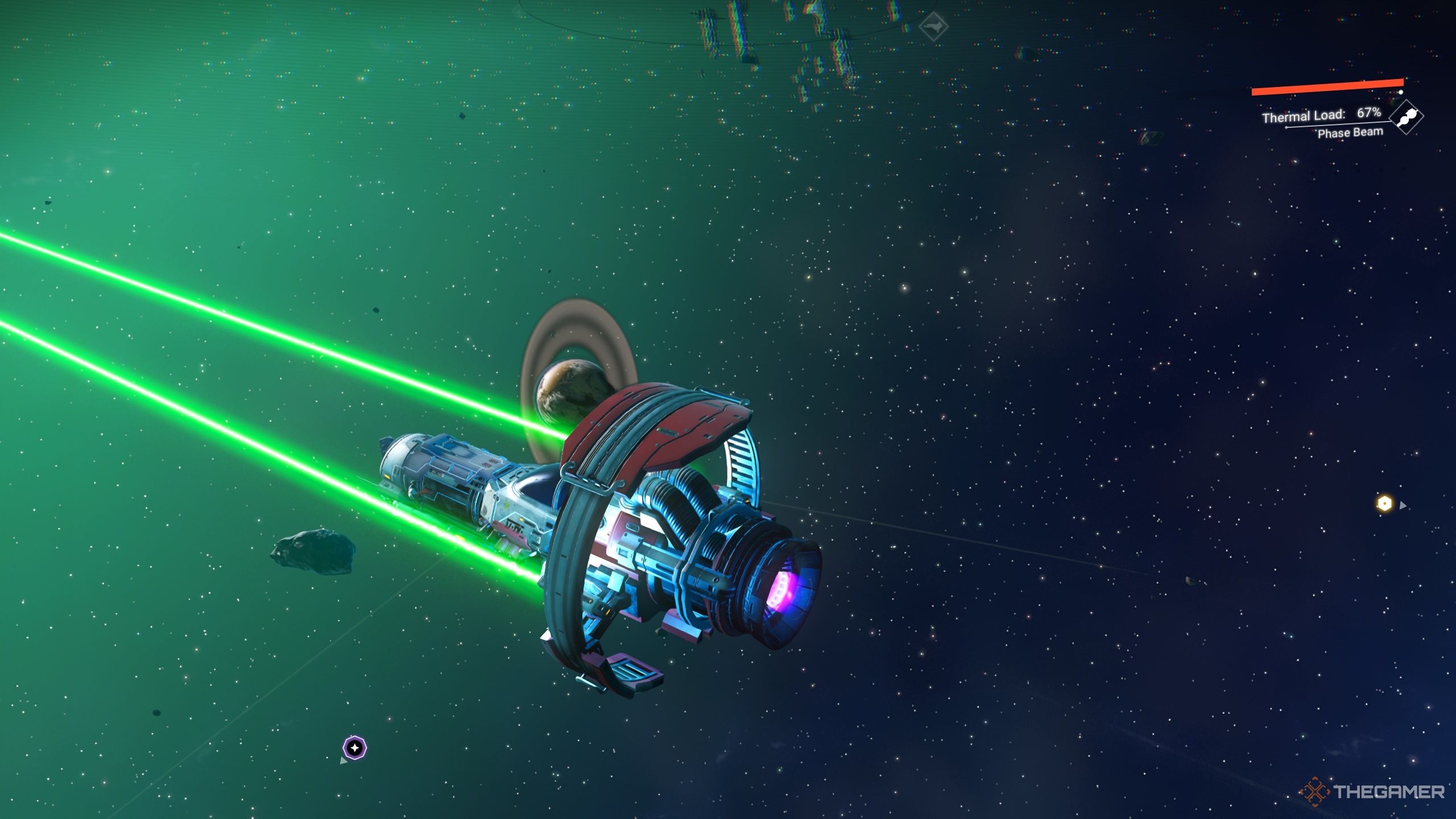 Image of No Man's Sky fighter firing the Phase Beam