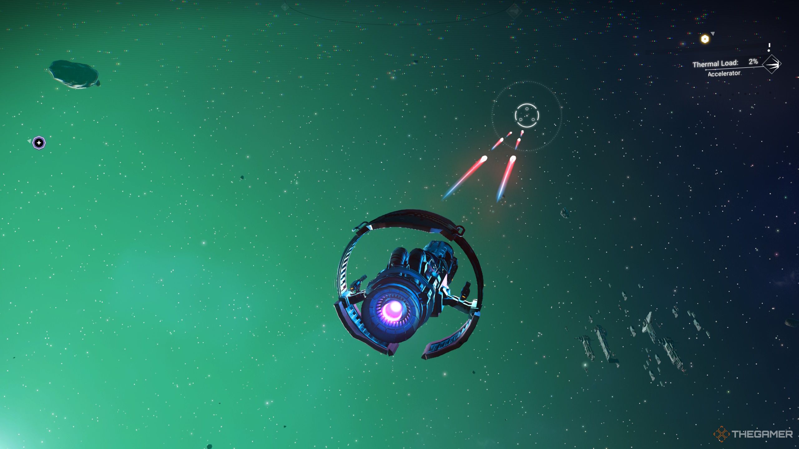 Image of No Man's Sky fighter firing the Infra Knife