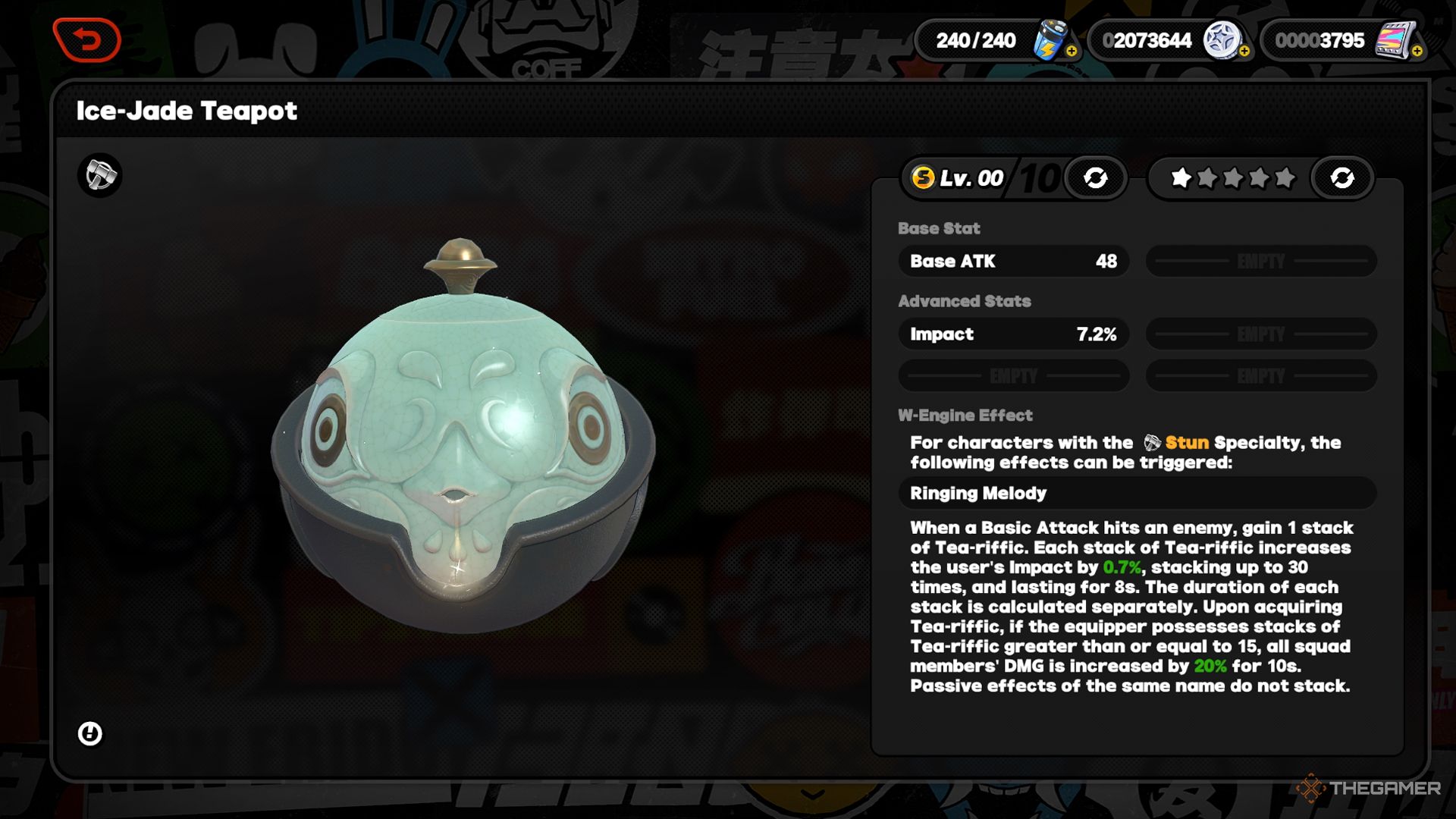 Zenless Zone Zero Ice-Jade Teapot W-Engine Stats.