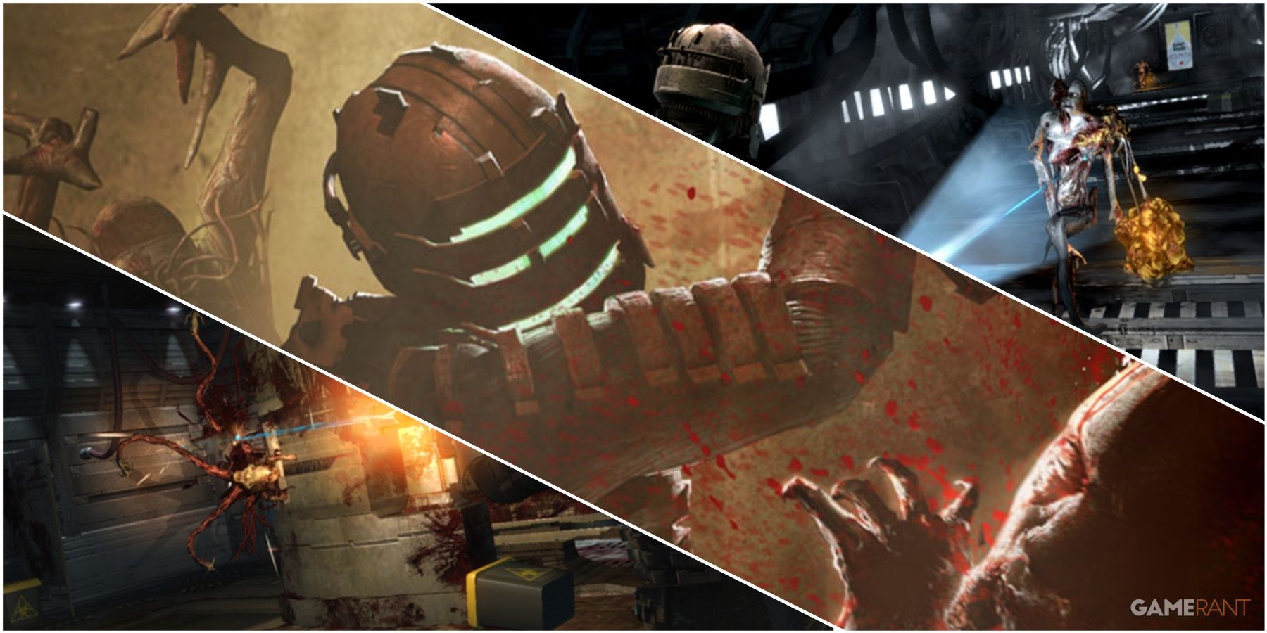 A Collage Showing Key Art & Key Frames Of Enemies From Dead Space