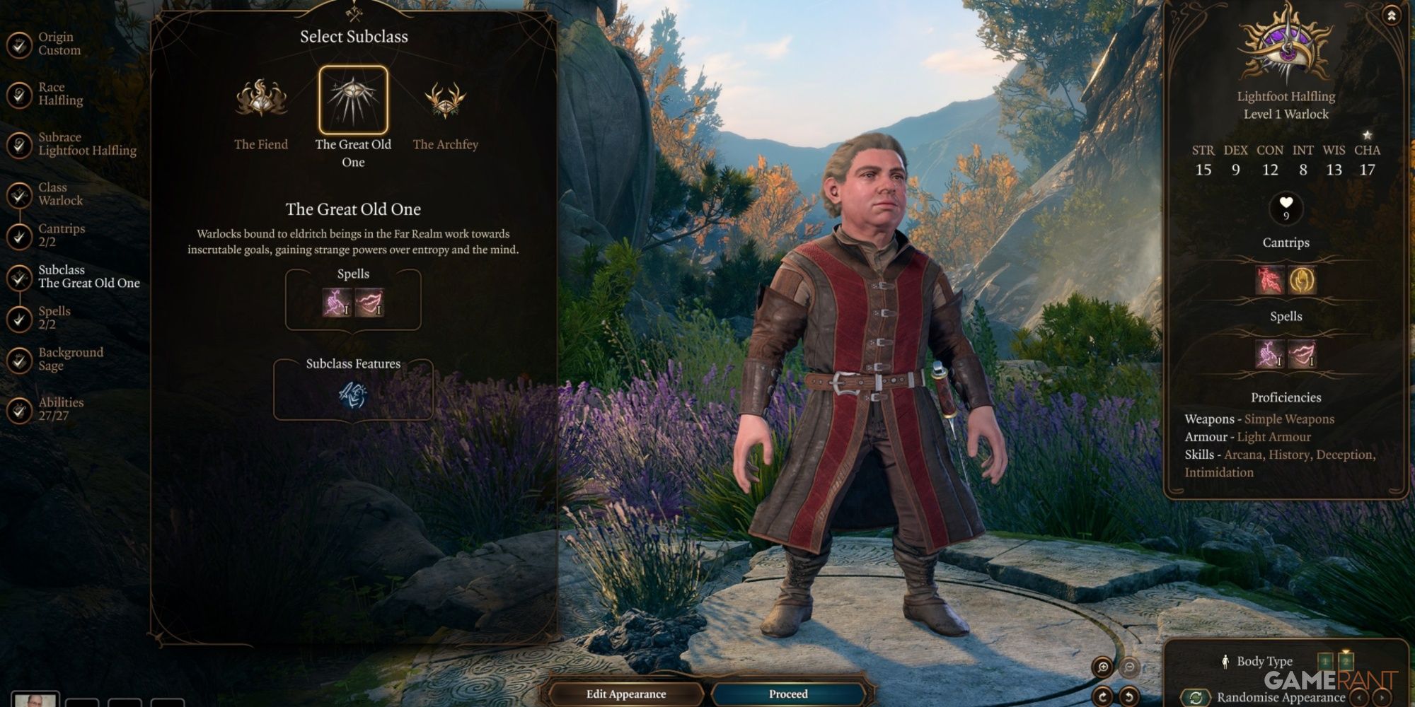 Baldur's Gate 3 Halfling As A Warlock In Character Creation