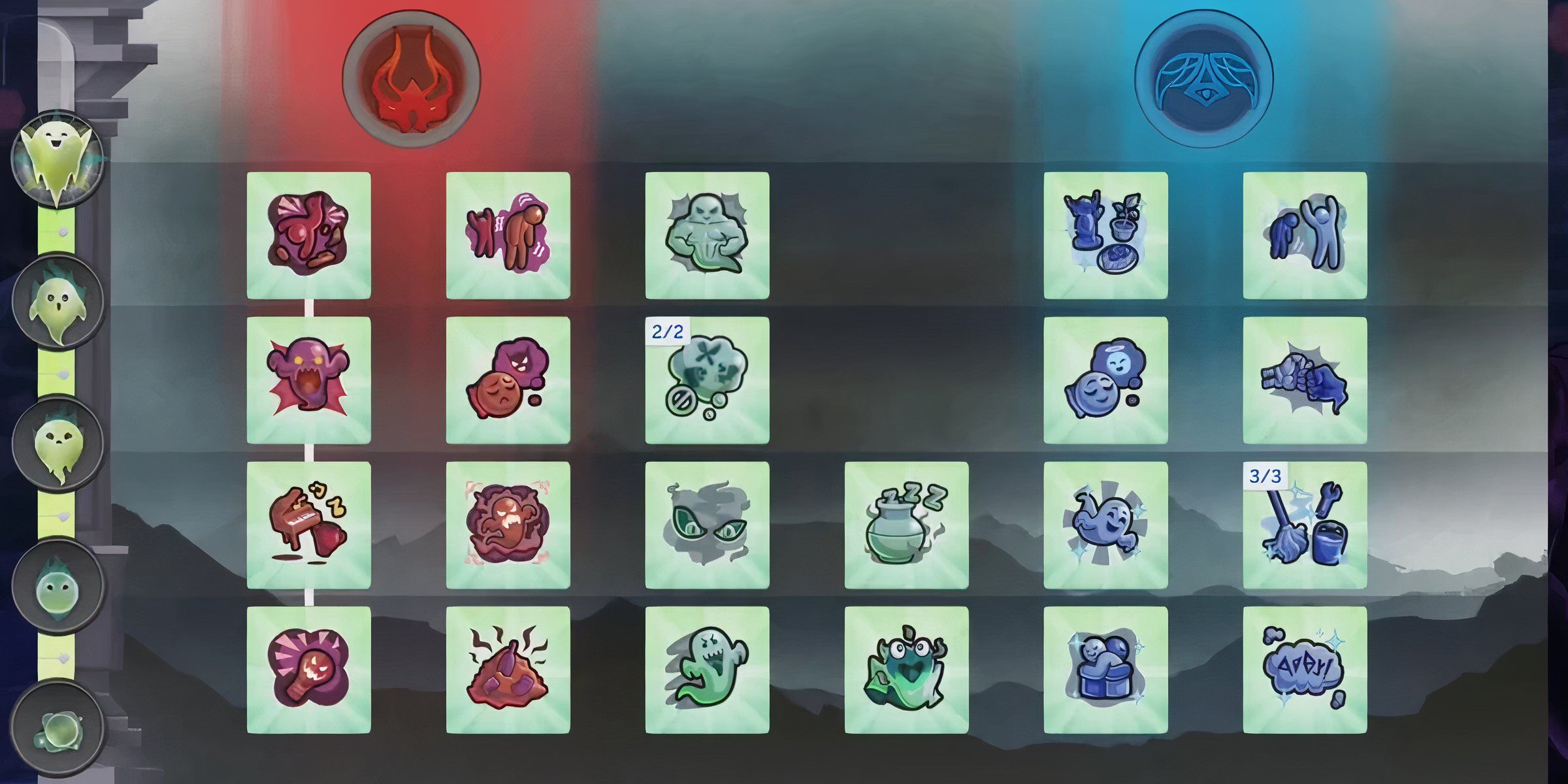 Ghost Mastery Skill Tree chart, displaying all of the ghost abilities that can be purchased with experience points as a ghost.