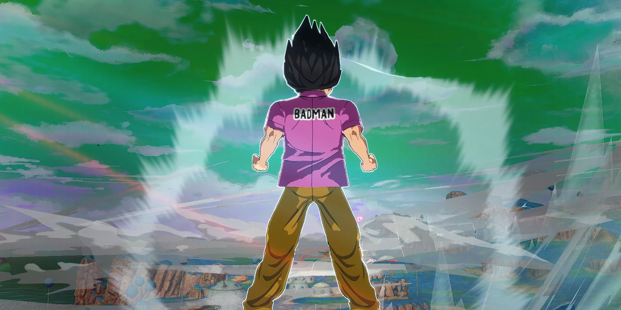 A mod that adds Vegeta's Badman shirt to Dragon Ball: Sparking Zero.