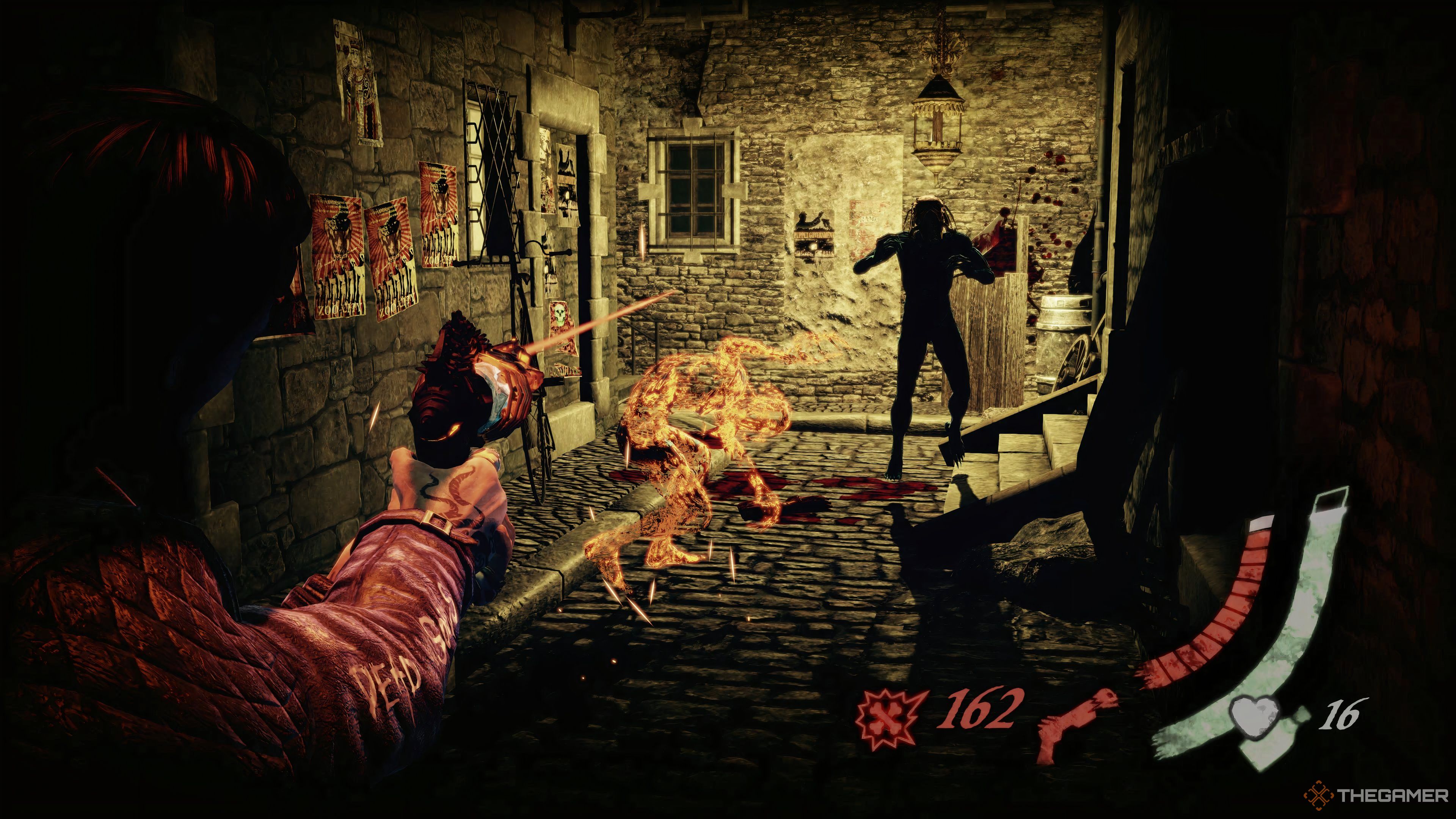 Garcia using a light shot in Shadows of the Damned: Hella Remastered.