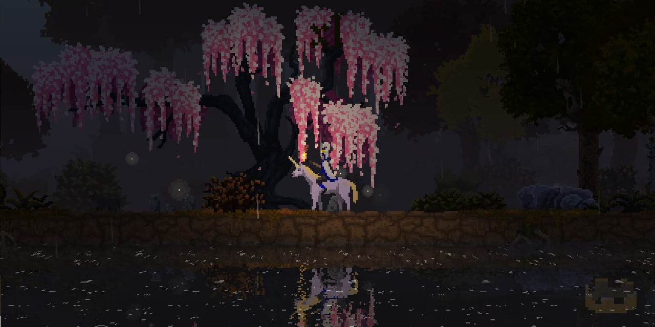 Kingdom Two Crowns Unicorn under the cherry tree