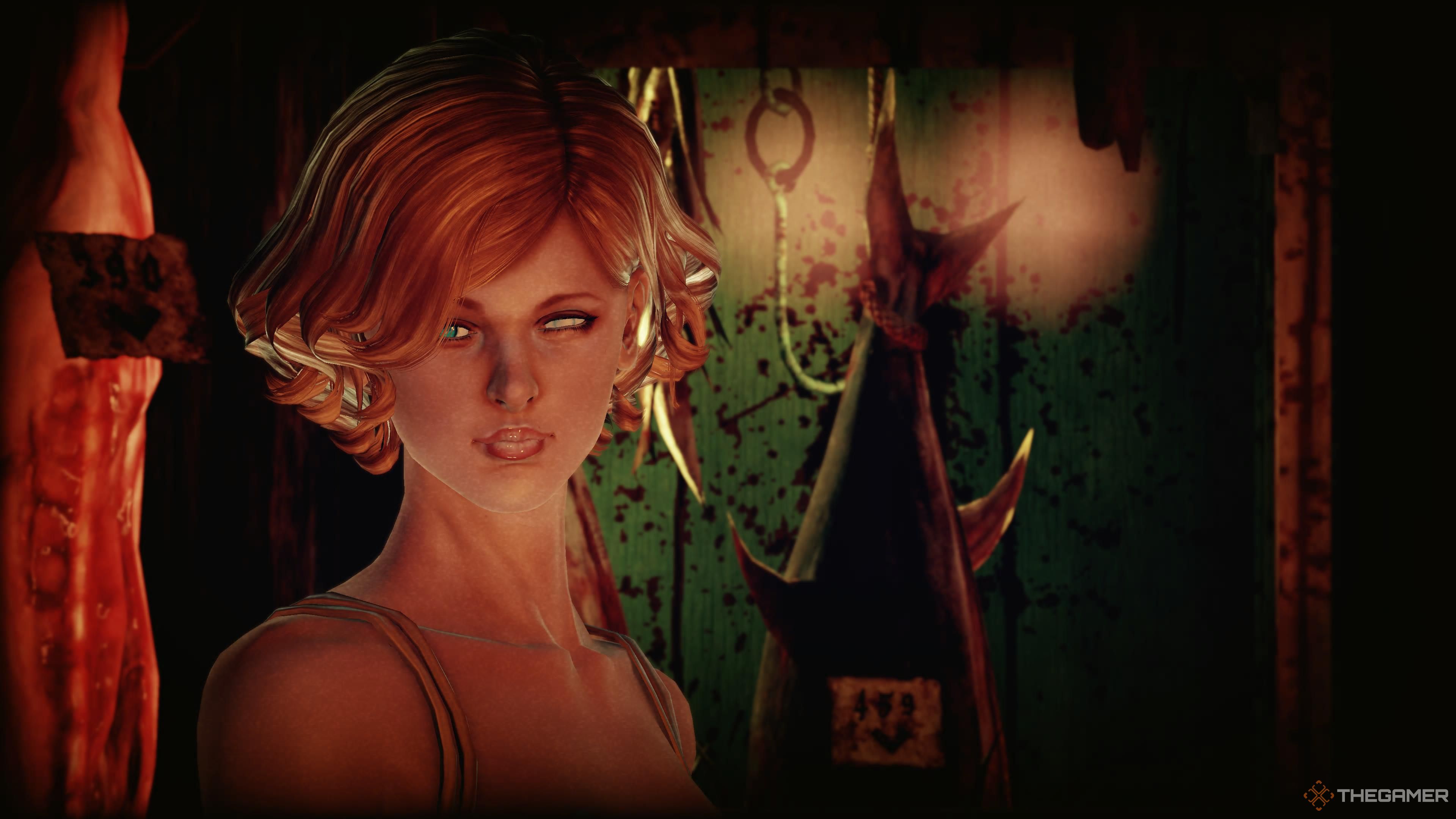 Paula looking into the camera in Shadows of the Damned: Hella Remastered.