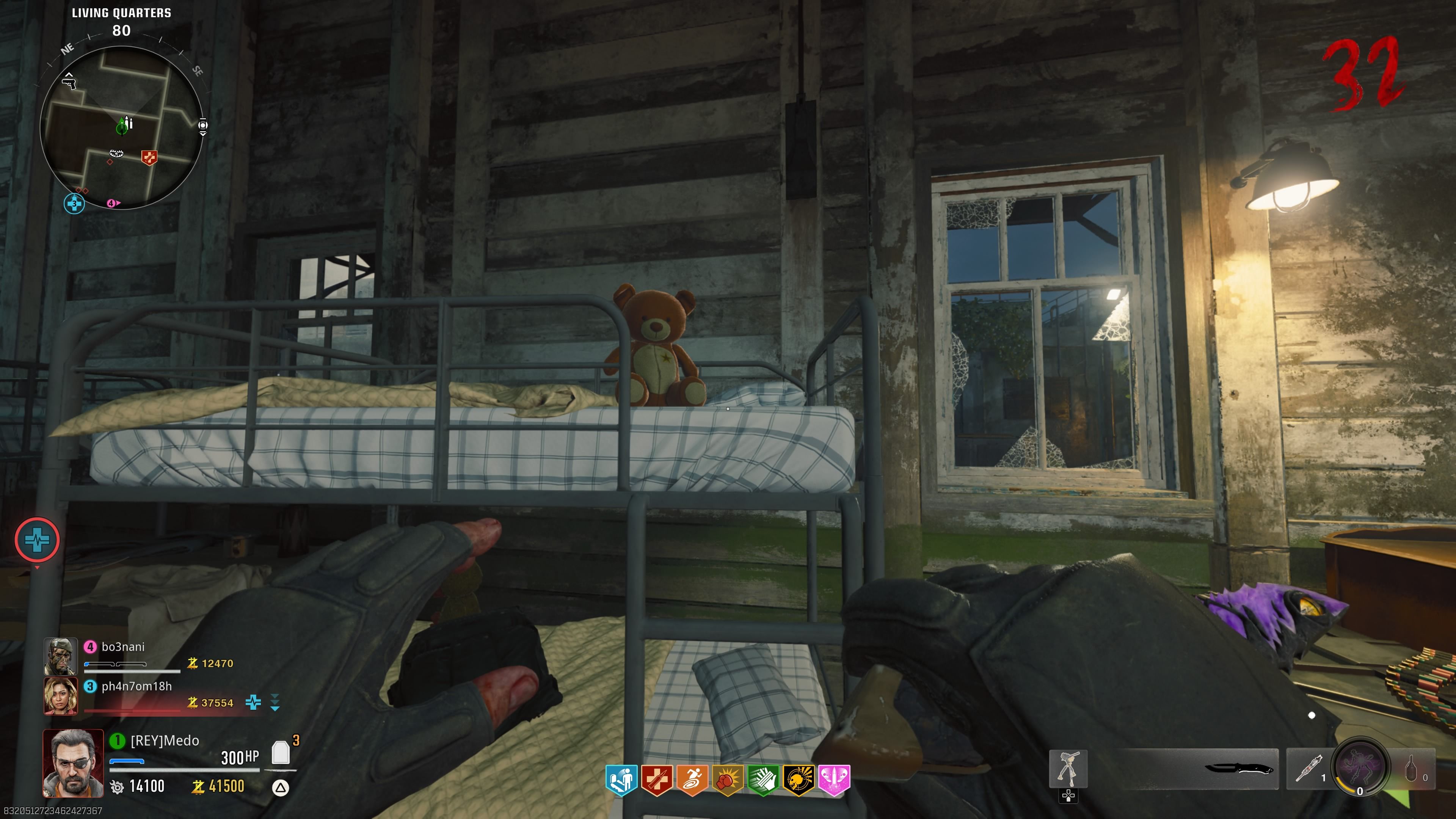 Player standing in front of a bed and a stuffed animal on it - bo6