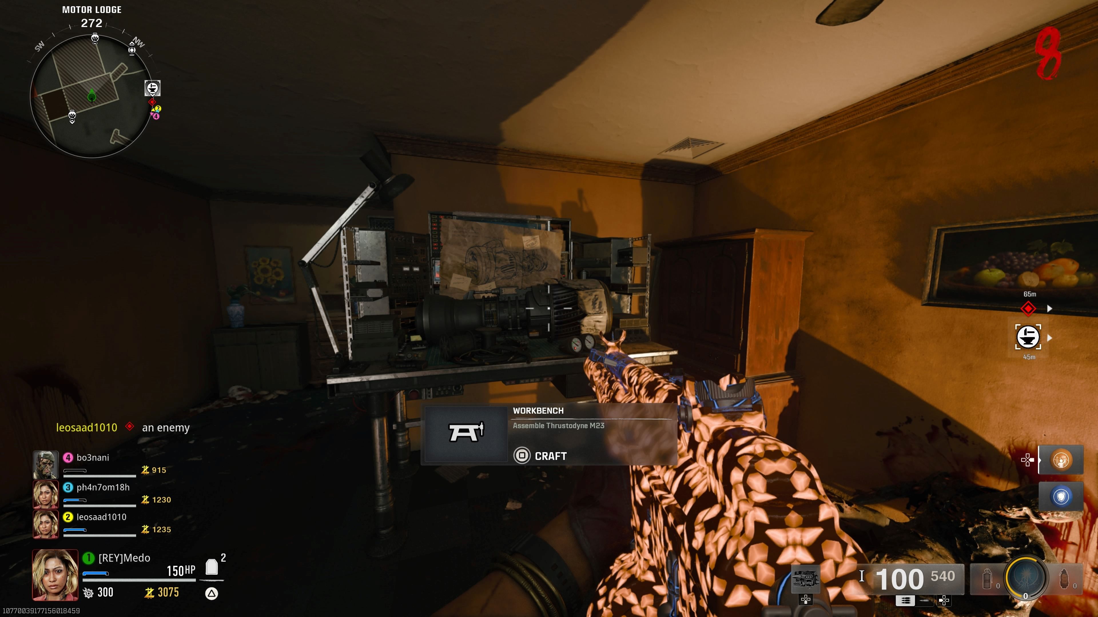 Player standing in front of the workbench where you can craft the jet gun - bo6