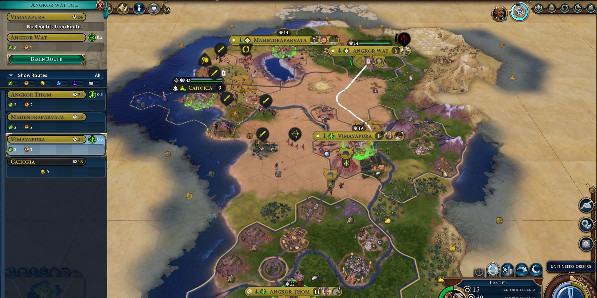 establishing trade routes in civilization 6