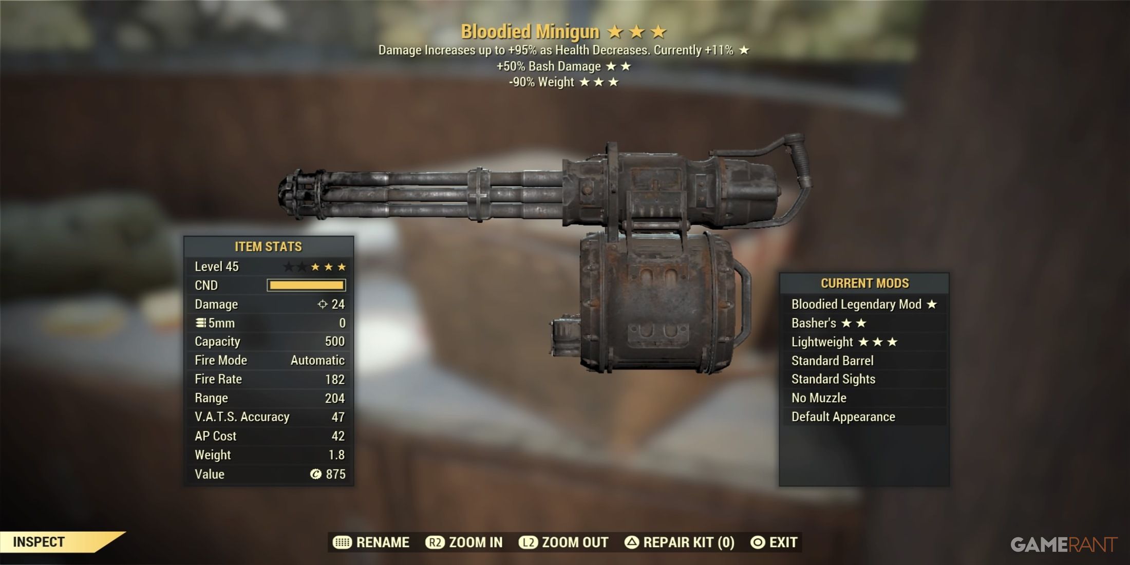 Bloodied Minigun in Fallout 76