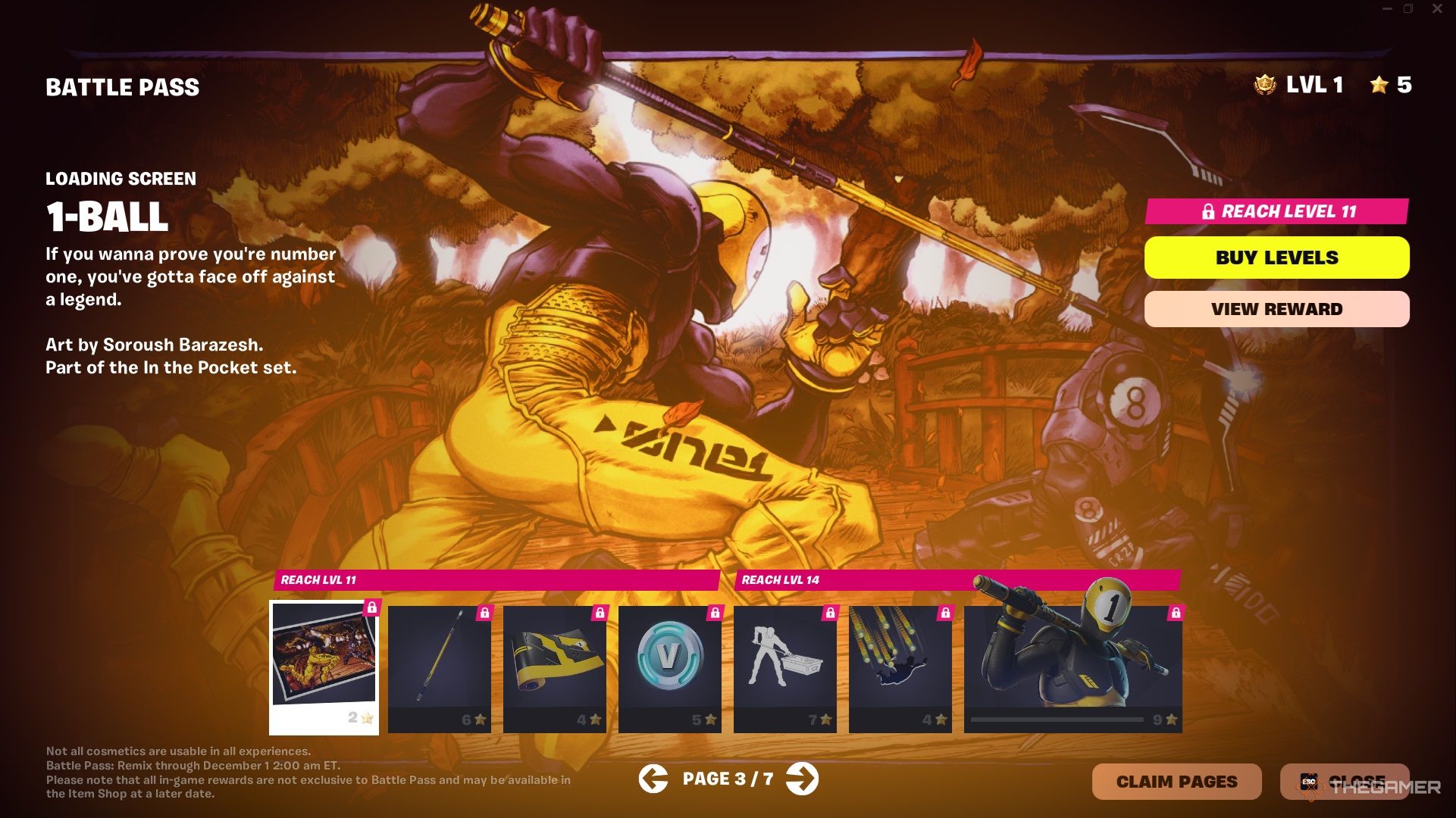 A screenshot from Fortnite: Chapter 2 Remix's Battle Pass, specifically, items from Page 3.