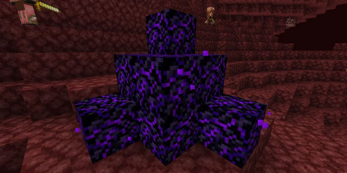 A player looking at a stack of Crying Obsidian. 