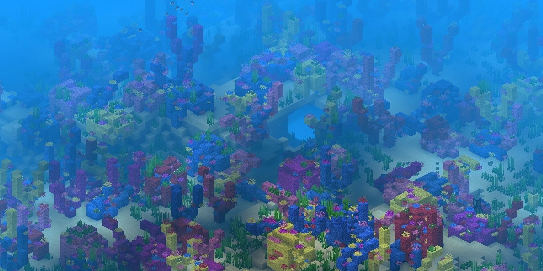 Minecraft coral growing in mass underwater. 