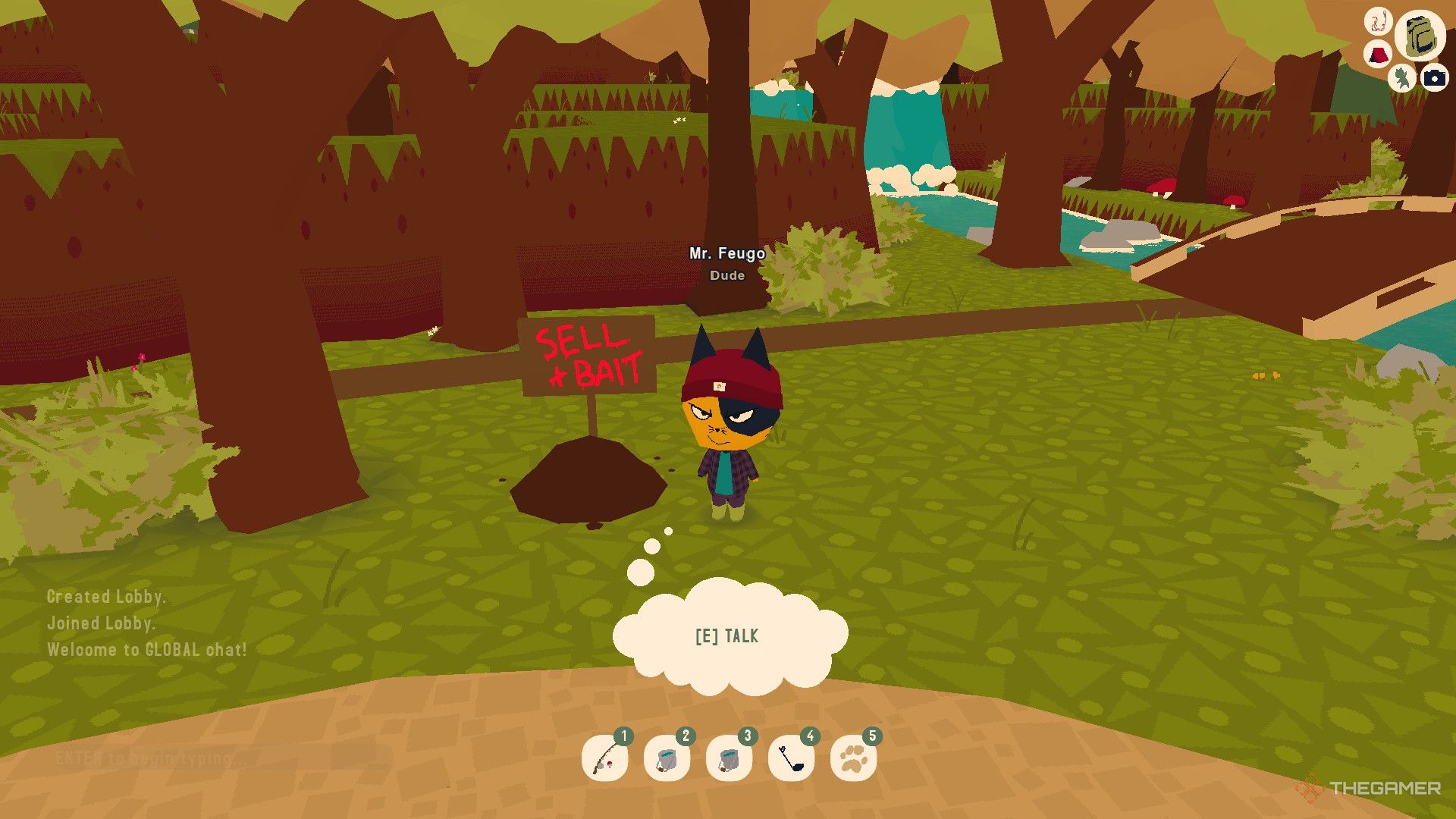 Player is standing next to a mound with a sign on it in Webfishing.