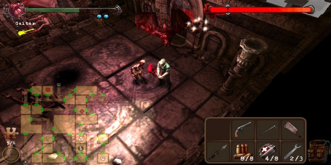 Dungeon gameplay with Map in Silent Hill: Book of Memories.