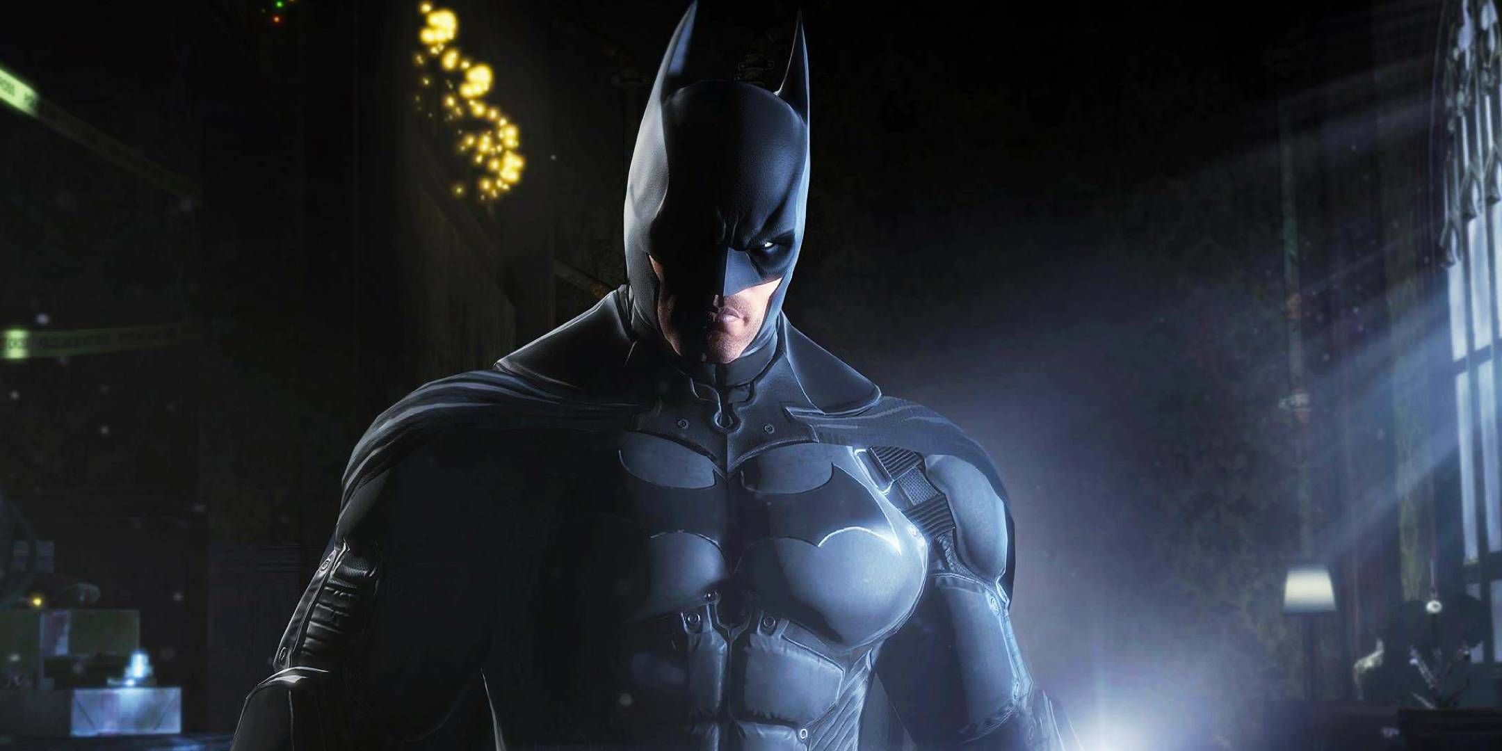 Batman looking intensely at the camera in Batman: Arham Origins.