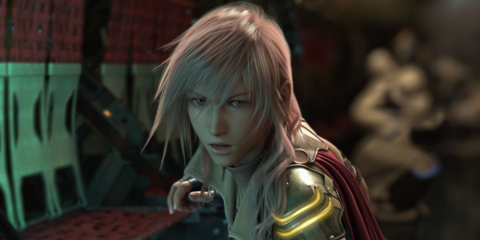 Lightning in mid-combat in Final Fantasy 13.