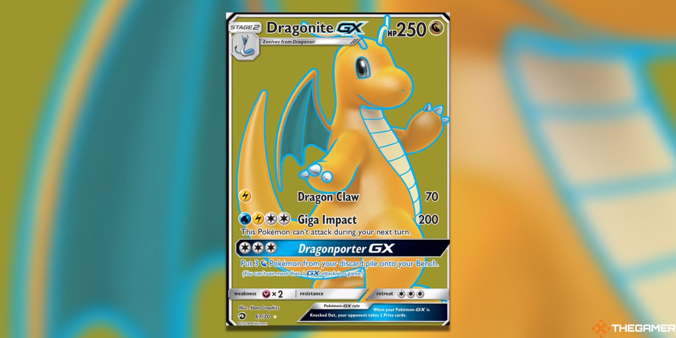 The Dragon Majesty Dragonite GX FA from the Pokemon TCG.