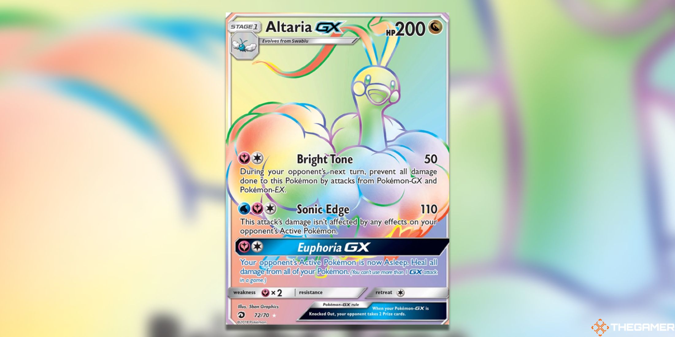 The Dragon Majesty Altaria GX from the Pokemon TCG.