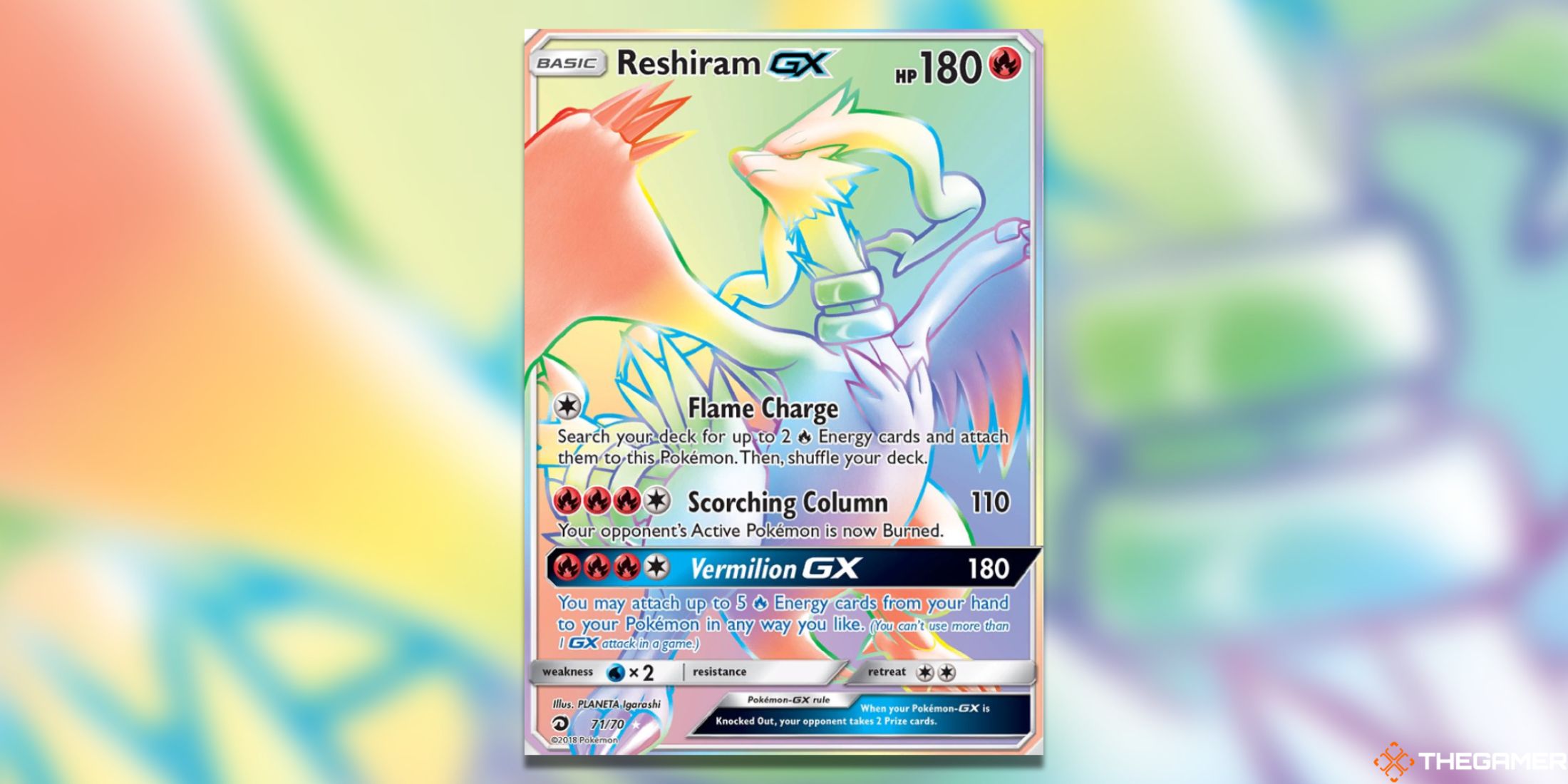 The Dragon Majesty Reshiram GX Secret Rare from the Pokemon TCG.