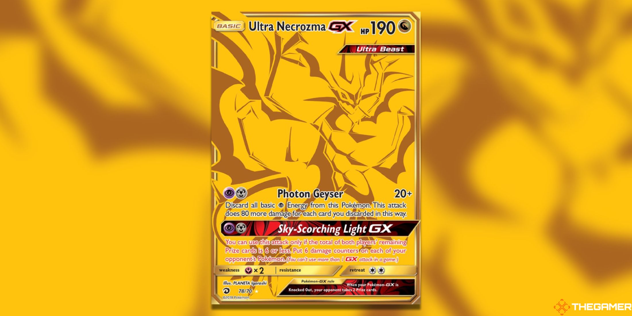 The Dragon Majesty Ultra Necrozma GX Secret Rare from the Pokemon TCG.