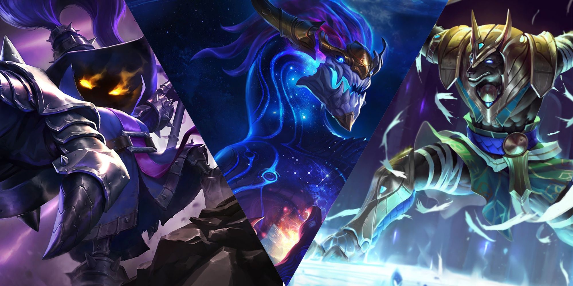 Veigar, Aurelion Sol and Nasus Splash Arts in League of Legends