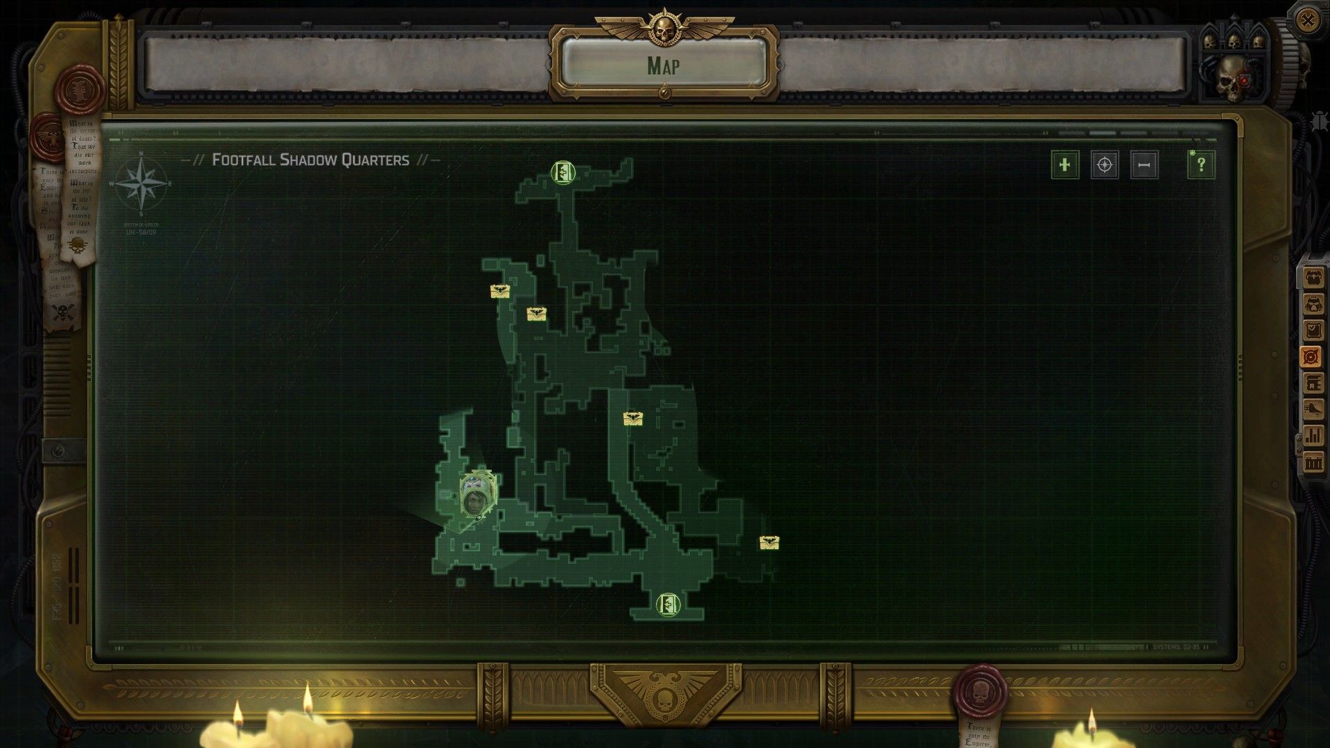 a map in warhammer 40k rogue trader, showing unopened loot