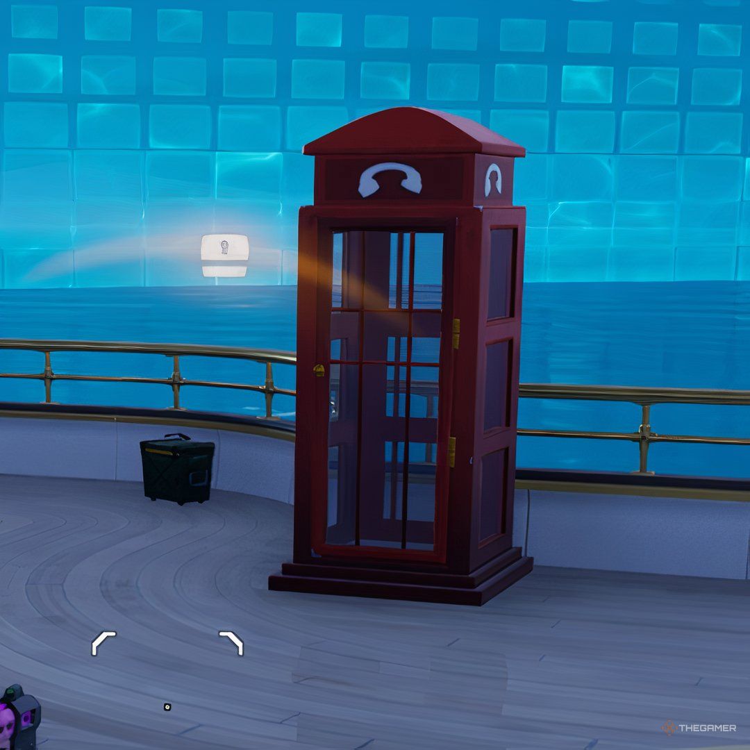 A screenshot of a phone booth in Fortnite.