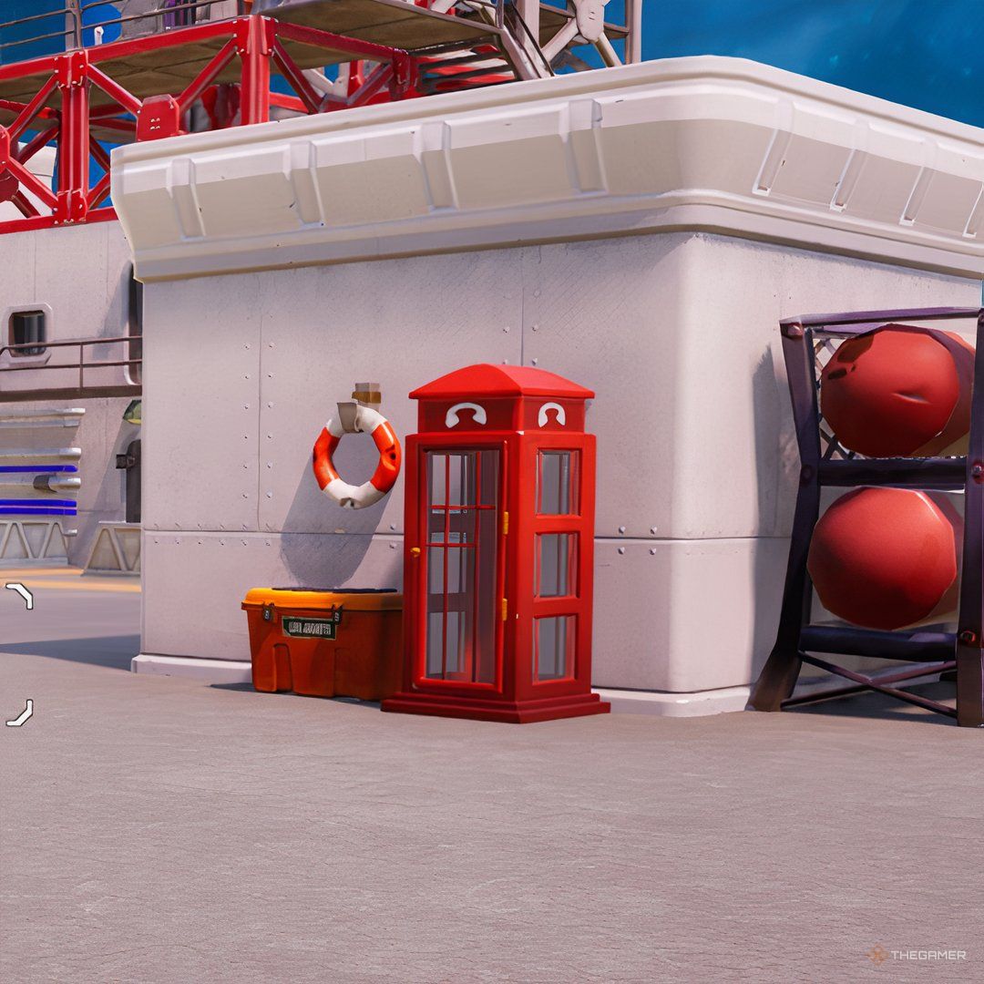 A screenshot of a phone booth in Fortnite.