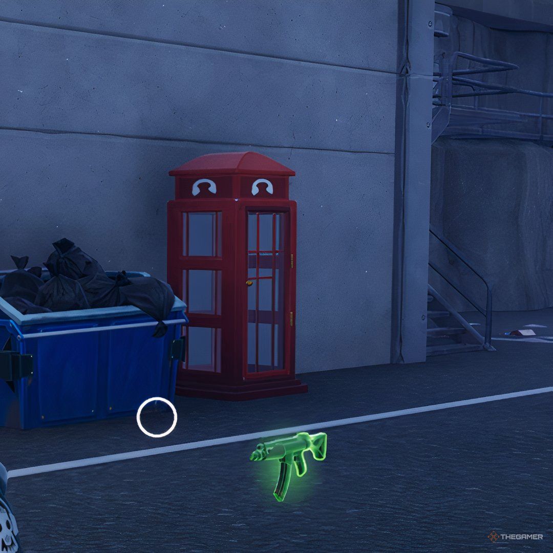 A screenshot of a phone booth in Fortnite.