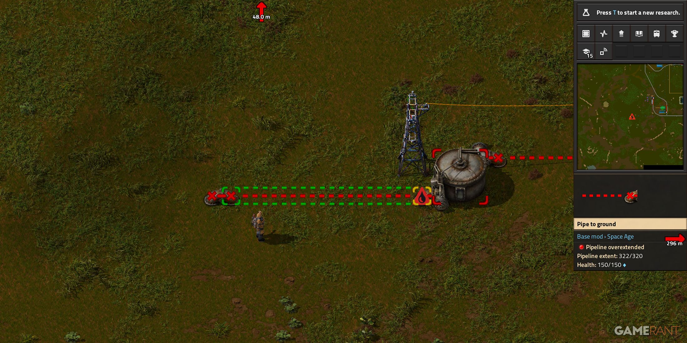 Pipeline overextended problem in Factorio