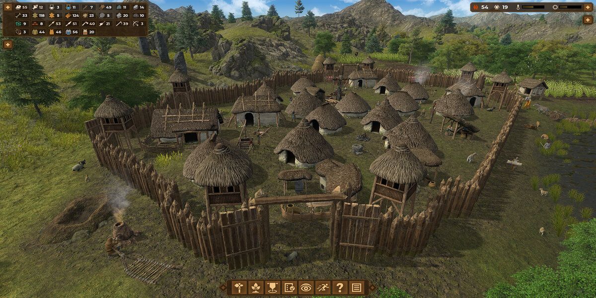 an encampment in Dawn of Man City Building Games 