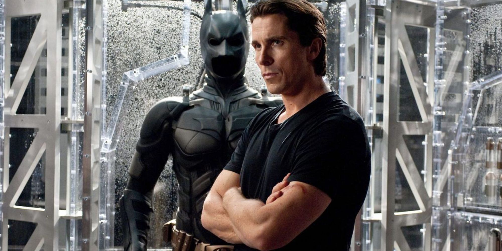 christian bale as batman in the dark knight