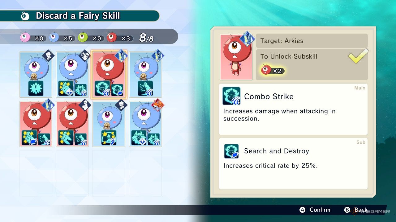 The combo strike fairy skill is shown in Farmagia.