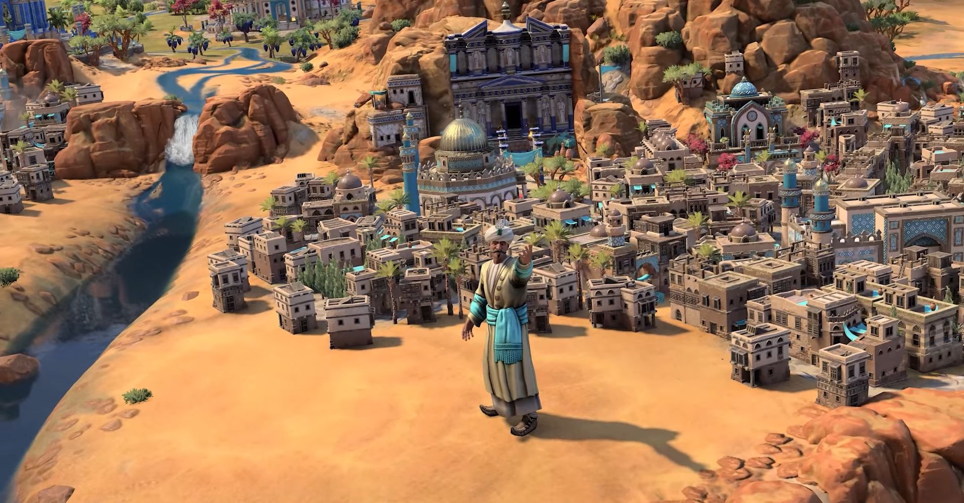 an abbasid city with a hero in civilization 7.