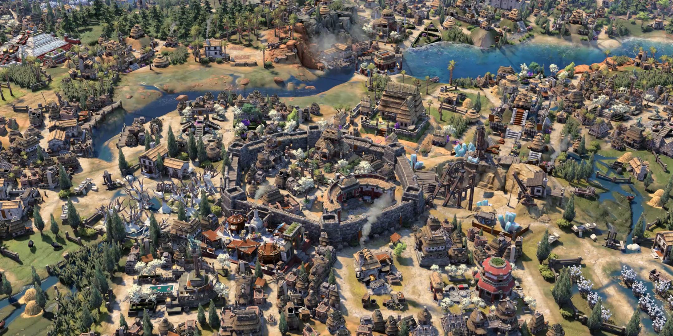 a Mississippian City with a fortified district in a preview image for Civilization 7.