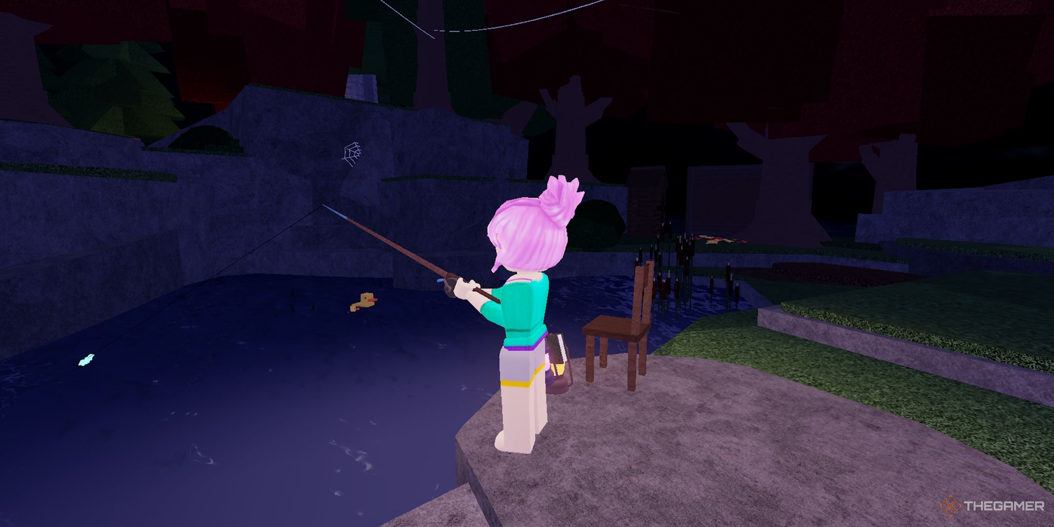 Fishing in the small pond on Moosewood in Fisch on Roblox. 