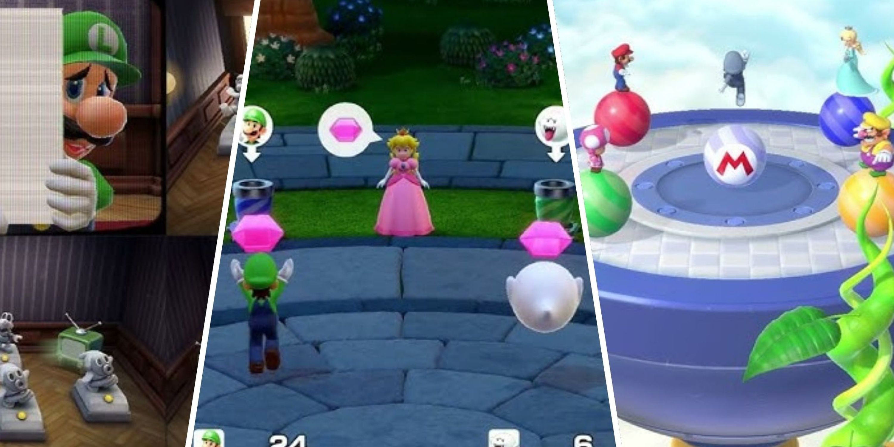 Luigi, Peach and Mario's buddy minigames. 