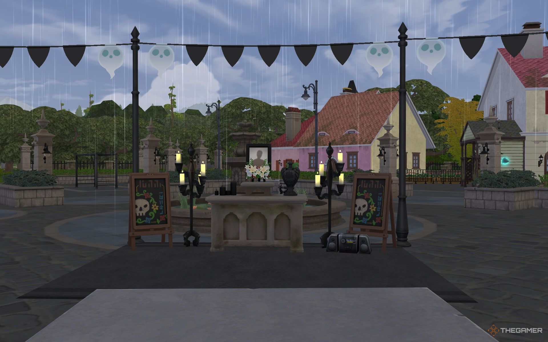 Unnamed funeral in Crow's Crossing in The Sims 4 Life and Death.