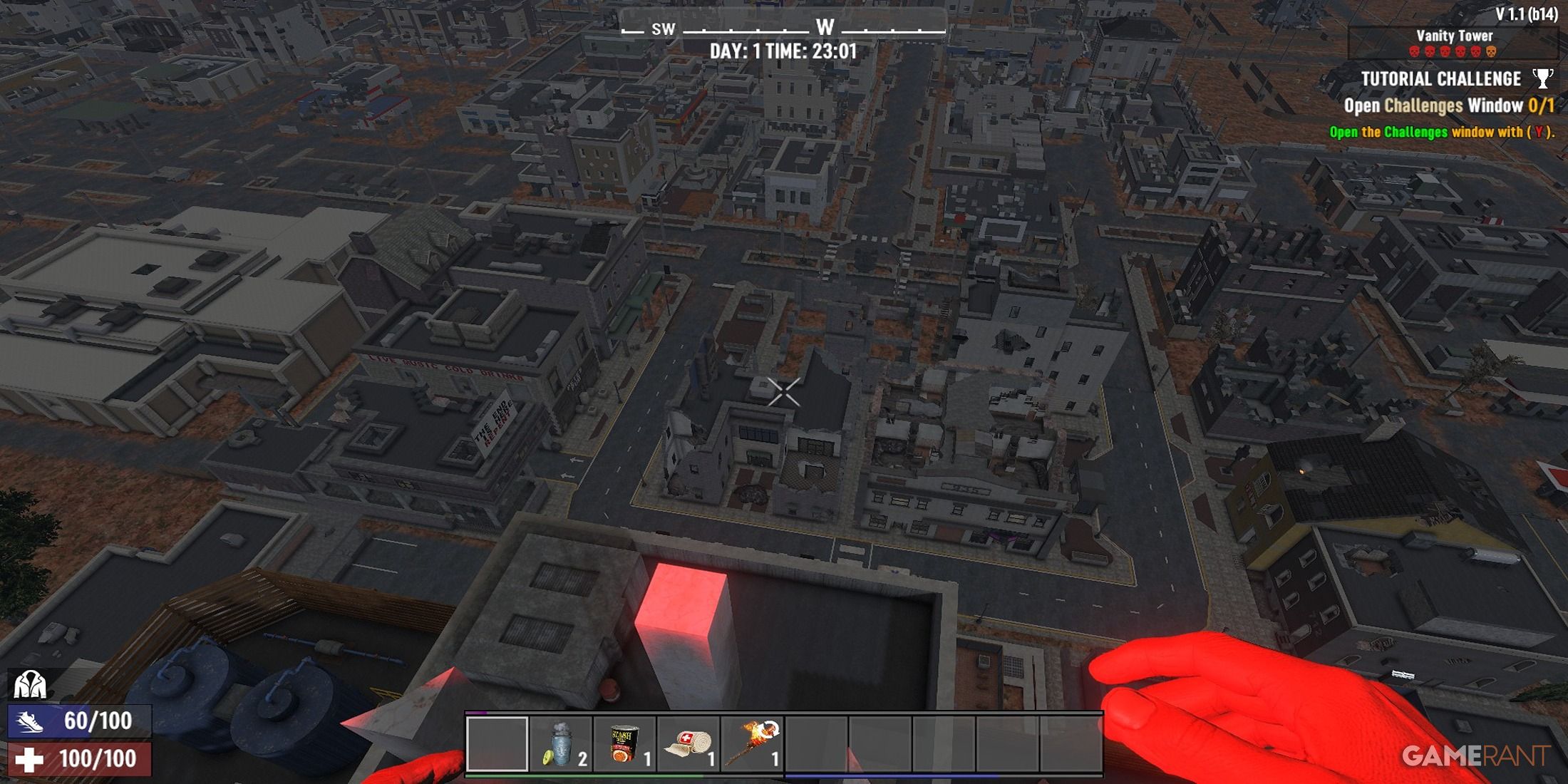 Player Standing On Top Of A Building In 7 Days To Die